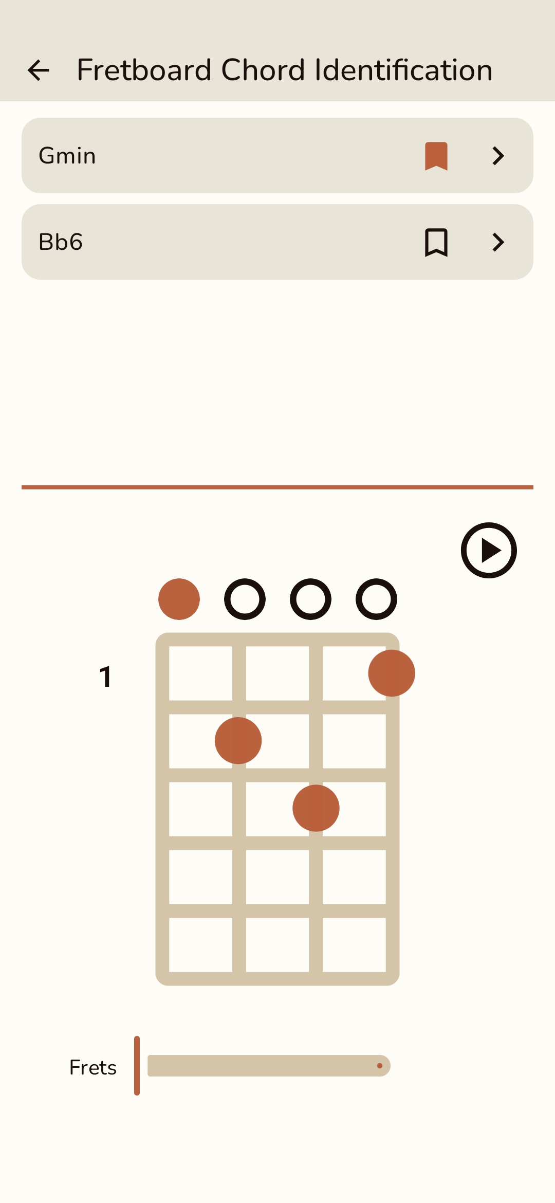 Fretboard chord finder screenshot in Ukulele Pouch